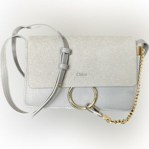Chloe Faye crossbody Bag Leather and Suede Gray Silver And Gold Hardware